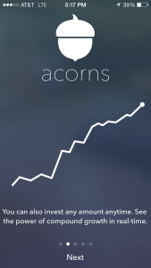 Acorns invest any time